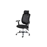 Scaun directorial sl q118, mesh, ergonomic, metal cromat, inaltime ajustabila, tetiera, mecanism balansare, 100 kg, negru drm3241