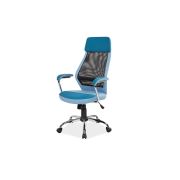 Scaun directorial cu suport lombar, sl q336, tapiterie mesh si stofa, cadru cromat, tetiera incorporata, mecanism balans, 100 kg, albastru drm4117