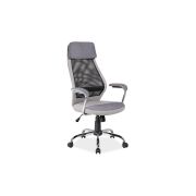 Scaun directorial cu suport lombar, sl q336, tapiterie mesh si stofa, cadru cromat, tetiera incorporata, mecanism balans, 100 kg, gri drm4118