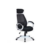 Scaun directorial cu mesh sl q409, cadru poliproprilena, tetiera integrata, mecanism balans, rotire 360 ˚, alb/negru drm4745