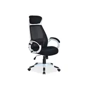 Scaun directorial cu mesh sl q409, cadru poliproprilena, tetiera integrata, mecanism balans, rotire 360 ˚, alb/negru drm4745