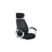 Scaun directorial cu mesh sl q409, cadru poliproprilena, tetiera integrata, mecanism balans, rotire 360 ˚, alb/negru drm4745