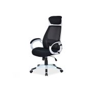 Scaun directorial cu mesh sl q409, cadru poliproprilena, tetiera integrata, mecanism balans, rotire 360 ˚, alb/negru drm4745