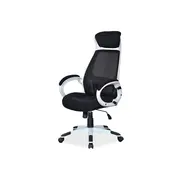 Scaun directorial cu mesh sl q409, cadru poliproprilena, tetiera integrata, mecanism balans, rotire 360 ˚, alb/negru drm4745