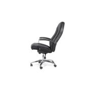 Scaun directorial robust off 313, piele ecologica, ergonomic, baza cromata, mecanism asincron, 150 kg, negru drm8857