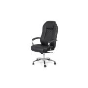 Scaun directorial robust off 313, piele ecologica, ergonomic, baza cromata, mecanism asincron, 150 kg, negru drm8857