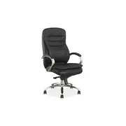 Scaun directorial sl q154, piele naturala, inaltime ajustabila, suport lombar, mecanism multiblock, cadru cromat, 100 kg, negru drm3751