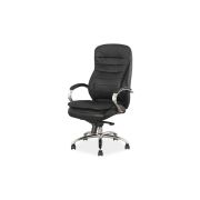 Scaun directorial sl q154, piele naturala, inaltime ajustabila, suport lombar, mecanism multiblock, cadru cromat, 100 kg, negru drm3751