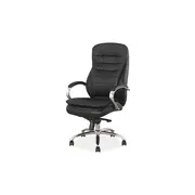 Scaun directorial sl q154, piele naturala, inaltime ajustabila, suport lombar, mecanism multiblock, cadru cromat, 100 kg, negru drm3751