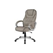 Scaun directorial sl q031, tapitat cu piele ecologica, cadru polipropilena, suport lombar, mecanism de balans, 100 kg, gri drm3925