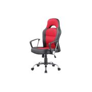 Scaun directorial sl q033, cadru cromat, piele ecologica/mesh, inaltime ajustabila, mecanism de balans, 100 kg, rosu/negru drm3209