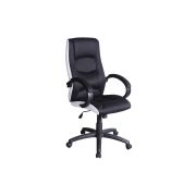 Scaun directorial sl q041, inaltime ajustabila, mecanism balansare, stofa cu insertii de piele ecologica, 100 kg, alb/negru drm3227