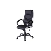 Scaun directorial sl q041, inaltime ajustabila, mecanism balansare, stofa cu insertii de piele ecologica, 100 kg, alb/negru drm3227
