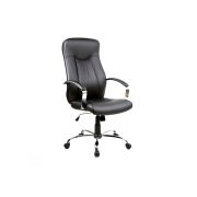 Scaun directorial sl q052, cadru cromat, piele ecologica, inaltime ajustabila, mecanism balansare, 100 kg, negru drm3237