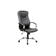 Scaun directorial sl q052, cadru cromat, piele ecologica, inaltime ajustabila, mecanism balansare, 100 kg, negru drm3237