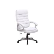 Scaun directorial sl q087, tapitat cu piele ecologica, ergonomic, mecanism de balans, rotativ, cadru polipropilena, 100 kg, alb drm4070