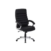 Scaun directorial sl q087, tapitat cu piele ecologica, suport lombar, mecanism de balans, rotativ, cadru polipropilena, 100 kg, negru drm4072