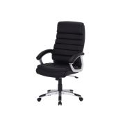 Scaun directorial sl q087, tapitat cu piele ecologica, suport lombar, mecanism de balans, rotativ, cadru polipropilena, 100 kg, negru drm4072