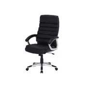 Scaun directorial sl q087, tapitat cu piele ecologica, suport lombar, mecanism de balans, rotativ, cadru polipropilena, 100 kg, negru drm4072