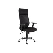 Scaun directorial sl q211, cotiere reglabile, mesh, cadru cromat, suport lombar, mecanism de balans, negru drm4099