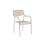 Scaun vizitator gn cu manere, cadru cromat, piele ecologica, 150 kg, bej drm4272