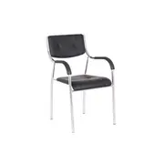 Scaun vizitator gn cu manere, cadru cromat, piele ecologica, 150 kg, negru drm4271