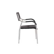 Scaun vizitator gn cu manere, cadru cromat, piele ecologica, 150 kg, negru drm4271
