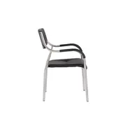Scaun vizitator gn cu manere, cadru cromat, piele ecologica, 150 kg, negru drm4271