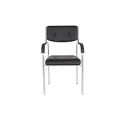 Scaun vizitator gn cu manere, cadru cromat, piele ecologica, 150 kg, negru drm4271
