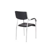 Scaun vizitator gn cu manere, cadru cromat, piele ecologica, 150 kg, negru drm4271