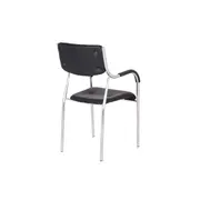 Scaun vizitator gn cu manere, cadru cromat, piele ecologica, 150 kg, negru drm4271