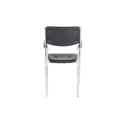 Scaun vizitator gn cu manere, cadru cromat, piele ecologica, 150 kg, negru drm4271