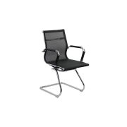 Scaun vizitator off 804, ergonomic, mesh, cadru cromat, 110 kg, negru drm1660
