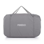 Feedo - Patut co-sleeper, Pliabil, Reglabil in 5 pozitii, Cu laterala detasabila, Include geanta de transport si salteluta, Cu roti, Greutate maxima suportata 9 kg, 0-5 luni, Gri BYN925112