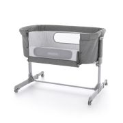 Feedo - Patut co-sleeper, Pliabil, Reglabil in 5 pozitii, Cu laterala detasabila, Include geanta de transport si salteluta, Cu roti, Greutate maxima suportata 9 kg, 0-5 luni, Gri BYN925112