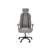Scaun directorial hm chrono, suport lombar, mecanism de balans, tetiera reglabila, piele ecologica/stofa, 120 kg, gri/negru drm10152