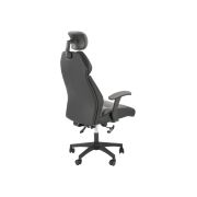 Scaun directorial hm chrono, suport lombar, mecanism de balans, tetiera reglabila, piele ecologica/stofa, 120 kg, gri/negru drm10152