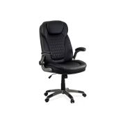 Scaun directorial off 320, piele ecologica, sezut cu arcuri, brate rabatabile, cadru polipropilena, 130 kg, negru drm10073