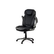 Scaun directorial off 320, piele ecologica, sezut cu arcuri, brate rabatabile, cadru polipropilena, 130 kg, negru drm10073