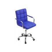 Scaun birou copii off 328, piele ecologica, ergonomic, cu brate, inatime ajustabila, 70 kg, albastru drm10232