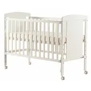 Patut cu laterala culisanta Mia, 120x60 cm, Din lemn de pin si mdf, Cu roti, Cu sina speciala pentru dentitie, Stabil si rezistent, Suport pentru saltea reglabil, FreeON, White BYN49171