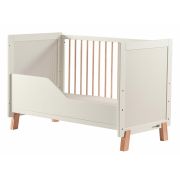 Patut din lemn Ava, Transformabil, Cu bariera de siguranta, 120x60 cm, Din lemn de pin si mdf, Cu sina speciala pentru dentitie, Stabil si rezistent, Suport pentru saltea reglabil, FreeON, White BYN49164