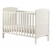 Patut din lemn Lory transformabil pentru bebe si junior, 120x60 cm, Din lemn de pin si mdf, Cu sina speciala pentru dentitie, Stabil si rezistent, Suport pentru saltea reglabil, FreeON, White BYN49157