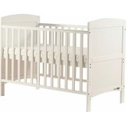 Patut din lemn Lory transformabil pentru bebe si junior, 120x60 cm, Din lemn de pin si mdf, Cu sina speciala pentru dentitie, Stabil si rezistent, Suport pentru saltea reglabil, FreeON, White BYN49157