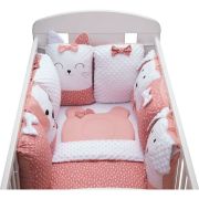 Set lenjerie patut 12 piese, Cu 8 aparatori laterale, Pernuta, Paturica, Husa pentru paturica, Cearceaf pentru saltele 120x60 cm sau 140x70 cm, Bubaba, Sleep Quardian Pink BYN45043