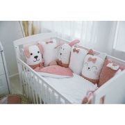Set lenjerie patut 12 piese, Cu 8 aparatori laterale, Pernuta, Paturica, Husa pentru paturica, Cearceaf pentru saltele 120x60 cm sau 140x70 cm, Bubaba, Sleep Quardian Pink BYN45043