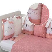 Set lenjerie patut 12 piese, Cu 8 aparatori laterale, Pernuta, Paturica, Husa pentru paturica, Cearceaf pentru saltele 120x60 cm sau 140x70 cm, Bubaba, Sleep Quardian Pink BYN45043