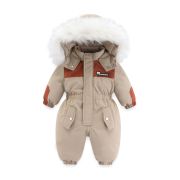 Combinezon crem cu maro din fas impermeabil pentru copii MD915-2-cd