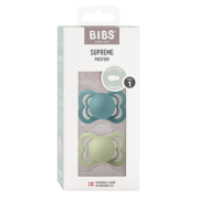 Bibs - set 2 suzete supreme latex, tetina simetrica, 0 luni +-island sea/sage bbb170349