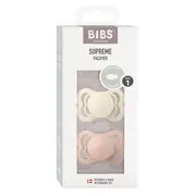 Bibs - set 2 suzete supreme latex, tetina simetrica, 0 luni +-ivory/blush bbb170220